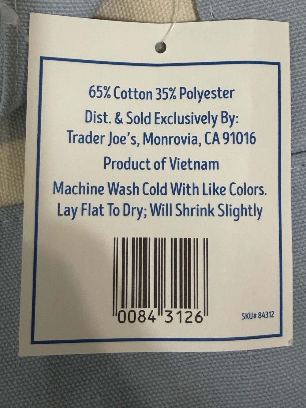 Trader Joe's Striped Mini Canvas Tote Bag, Pastel Blue - Picture 5 of 5